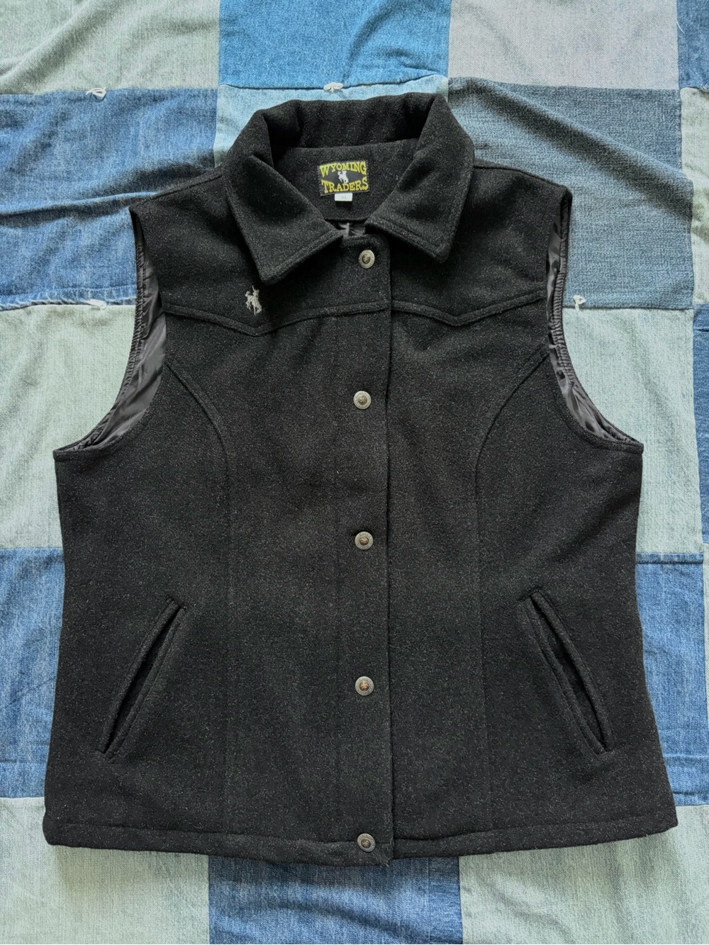 Wyoming Traders Vest Womens XL Charcoal Gray Wool Full Zip Snap Buttons Western